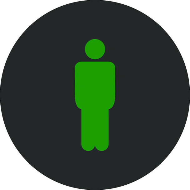 "Άνθρωπος επίπεδη πράσινα και γκρίζα χρώματα γύρω από το κουμπί" - Διάνυσμα, εικόνα
