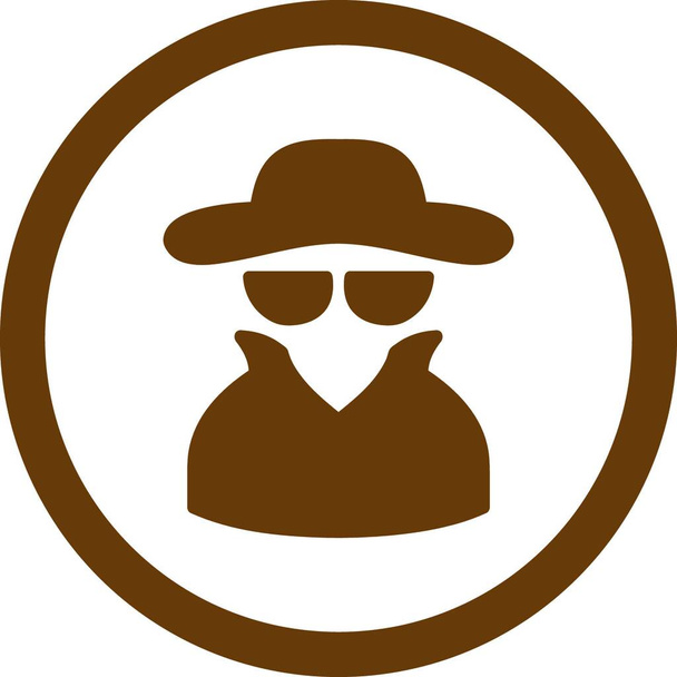 "Spy flat brown color rounded vector icon" - Vector, Image