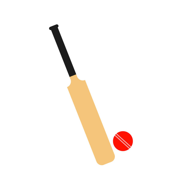 Cricketschläger und Ball isoliert auf weißem Hintergrund. - Foto, Bild