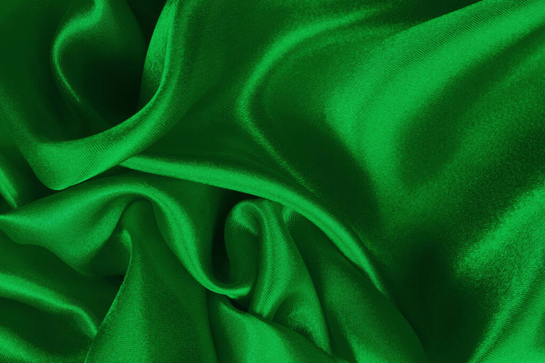 Πράσινο υφασμάτινη υφή φόντο, λεπτομέρεια από μετάξι ή λινό μοτίβο. - Φωτογραφία, εικόνα