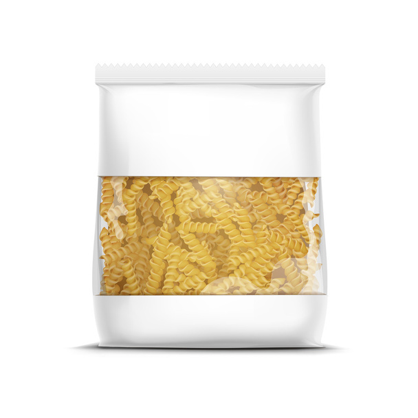 Fusilli Spirale Pasta Verpackungsschablone isoliert - Vektor, Bild