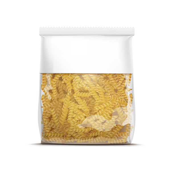 Plantilla de embalaje de pasta espiral Fusilli aislada
 - Vector, Imagen