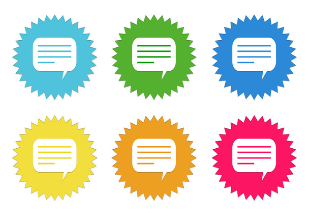Conjunto de iconos de pegatinas de colores con símbolo de conversación
 - Foto, imagen