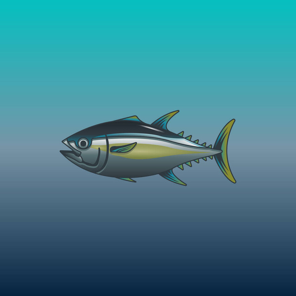 A kékúszójú tonhal illusztrációs vektora. - Vektor, kép