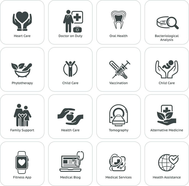 "Medical and Health Care Icons Set. Flat Design." - Vector, Image