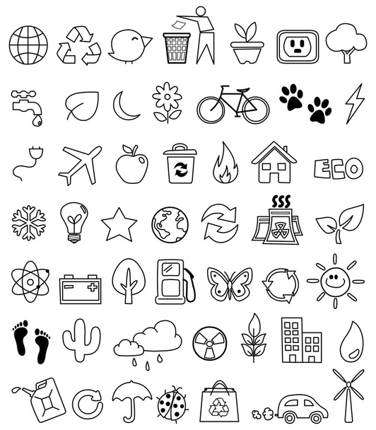 Conjunto de ícones Eco doodle
 - Vetor, Imagem