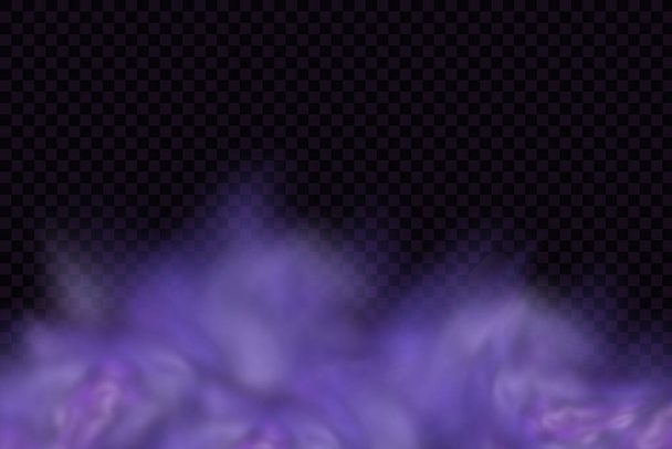 Violet coule gaz toxique, la poussière et la fumée effect.Realistic effrayant nuages mystiques brouillard dans la nuit Halloween.Vector set. - Vecteur, image