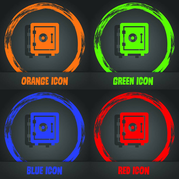 "safe icon. Fashionable modern style. In the orange, green, blue, red design. Vector" - Vector, Imagen