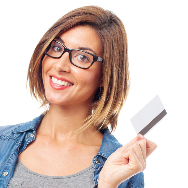 young cool woman with credit card - Фото, зображення