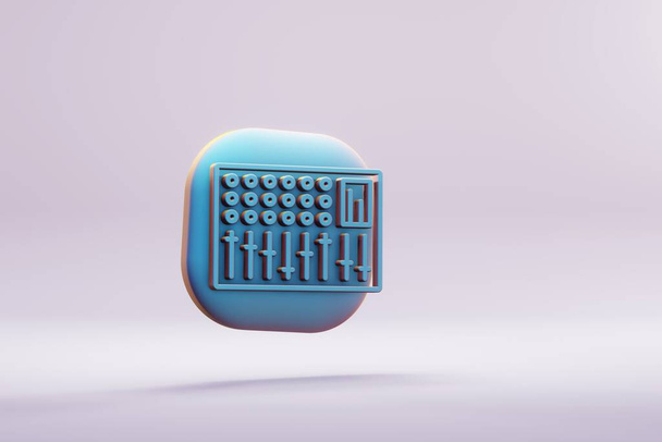 Beautiful illustration musical instrument  blue DJ Mixer symbol icons on a bright pink  background. 3d rendering illustration. Background pattern for design.	 - Foto, Bild