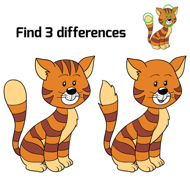 Encontrar 3 diferenças (gato
) - Vetor, Imagem