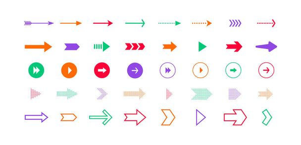 Arrows icons. Set of colored vector arrows isolated on white background. Vector illustration - Wektor, obraz