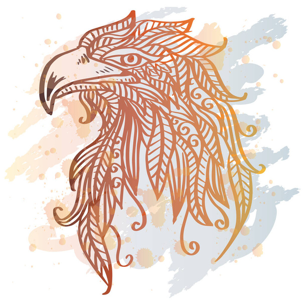 Hand drawn eagle head zentangle art - Вектор,изображение