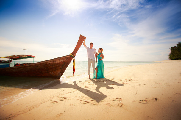 young happy asian couple on honeymoon - Photo, Image