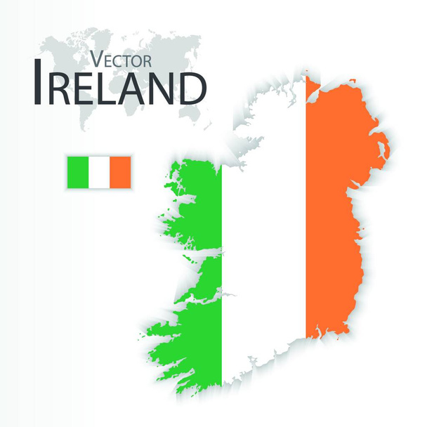  Republiek Ierland vlag en kaart vervoer en toerisme concept  - Vector, afbeelding