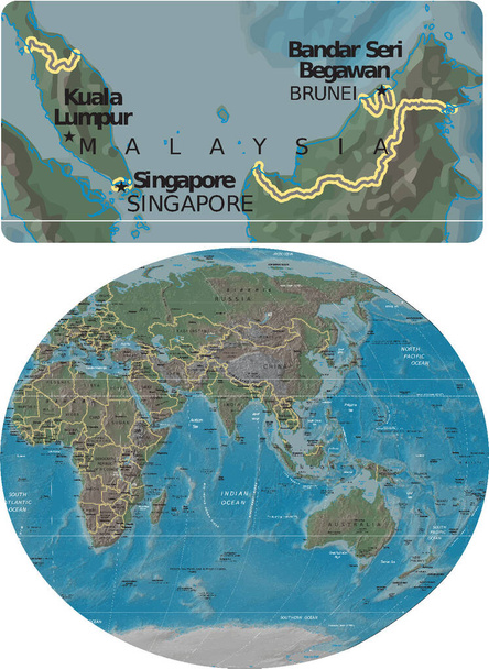 Malaysia and Asia Oceania maps - Vector, imagen