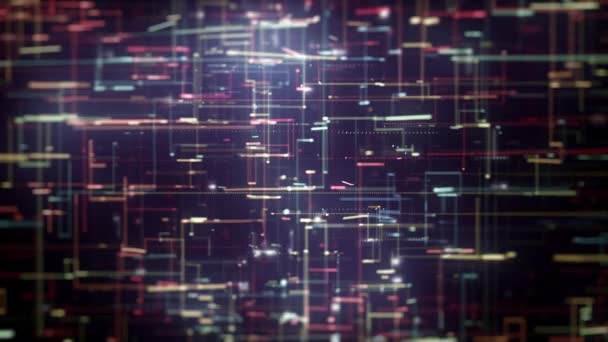 Abstract Digital Data Technology Background / 4k animation of a abstract high technology wallery background visual fx of data lines and particles zooming in with ambient clusion and depth of field - Πλάνα, βίντεο