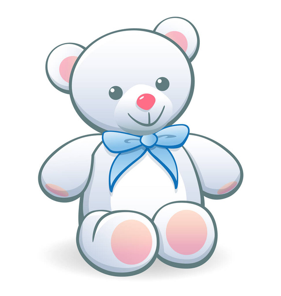 простий милий класичний білий дитячий синій плюшевий ведмедик
 - Вектор, зображення