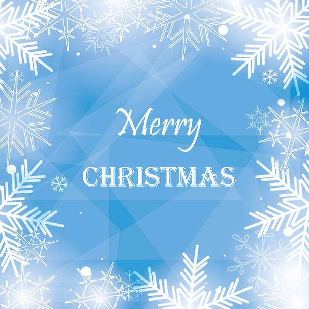 light blue vector greeting card with snowflakes and abstractions - merry christmas - Vektori, kuva