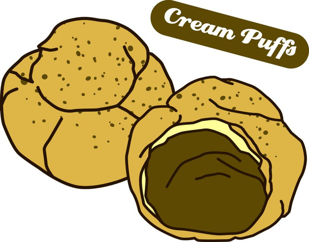 illustration of delicious cream puff - Vetor, Imagem