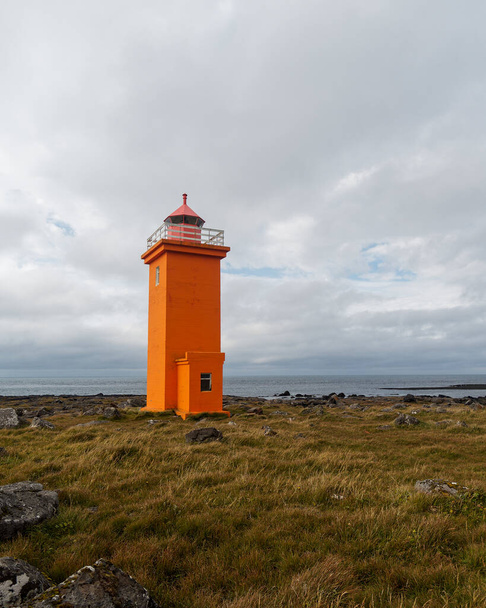 The Stafnesviti orange lighthouse located on the southwest coast of Iceland. - Foto, Imagen
