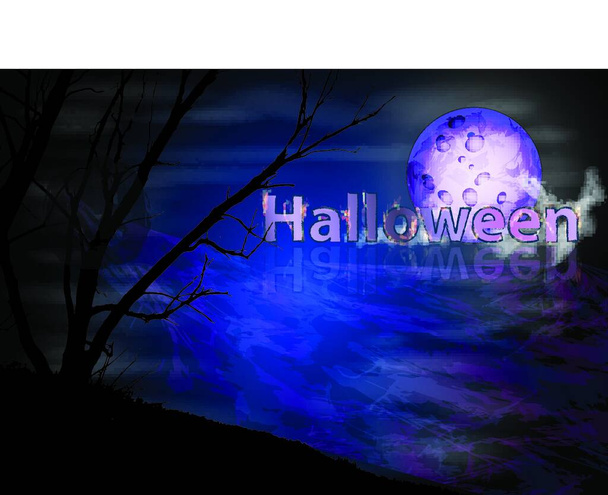 "Halloween. Vízszintes felirat egy kék" - Vektor, kép