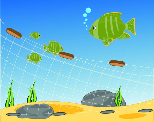 fishing net seaborne, vector illustration simple design - Vektori, kuva