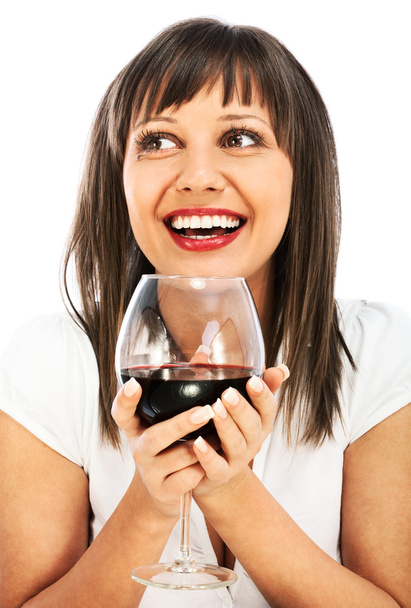 Young woman drinking red wine - Foto, Imagen