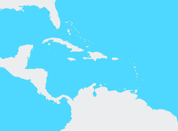 "Mappa della regione dei Caraibi e dell'America Centrale. Silhouette grigio terra e sfondo blu acqua. Semplice illustrazione vettoriale piatta" - Vettoriali, immagini