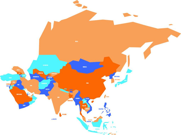 "Очень упрощенная инфографическая политическая карта Азии. Простая геометрическая векторная иллюстрация" - Вектор,изображение