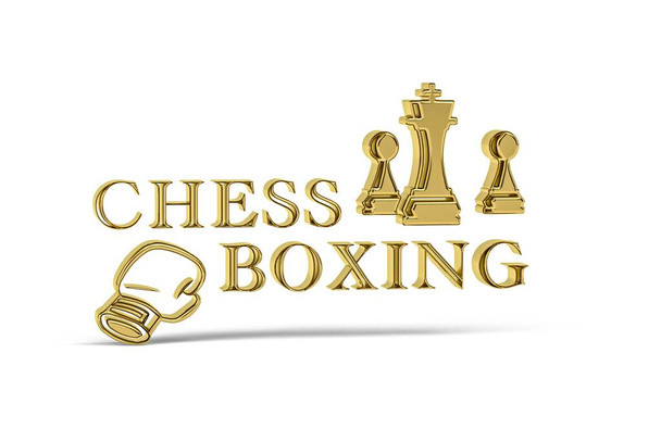 Golden 3d schaak bokspictogram geïsoleerd op witte achtergrond - 3D render - Foto, afbeelding
