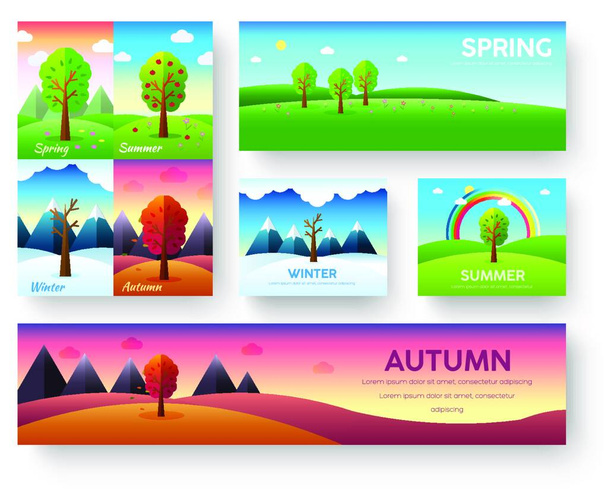 Погодні сезони іконки на фоні екології природи. Векторний плоский дизайн
  - Вектор, зображення