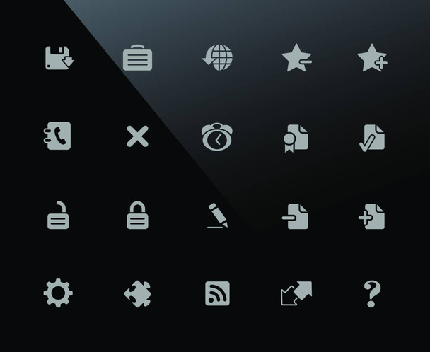 serie di icone web su sfondo nero, disegno semplice illustrazione vettoriale  - Vettoriali, immagini