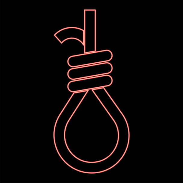 Néon potence avec corde noeud couleur rouge vecteur illustration image plat style lumière - Vecteur, image