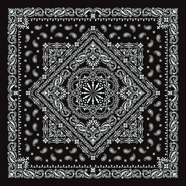 "Векторний орнамент Пейслі Бандана Друк. Шовковий шарф для шиї або стиль дизайну квадратного візерунка, найкращий мотив для друку на тканині або папері
." - Вектор, зображення