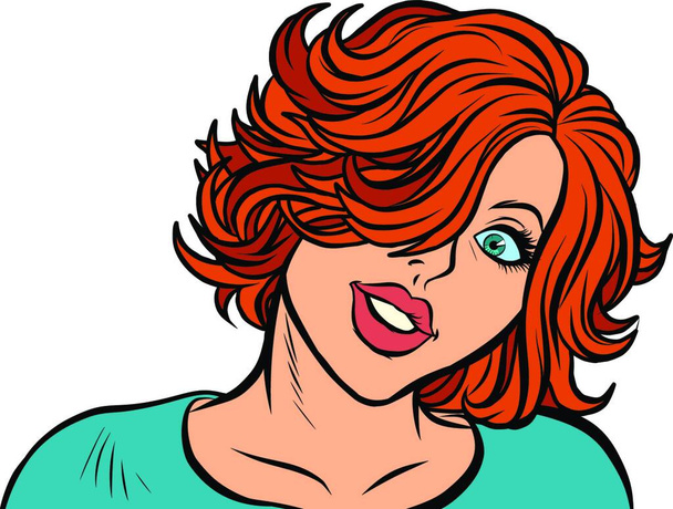 "cute red-haired woman look" - Vector, Image