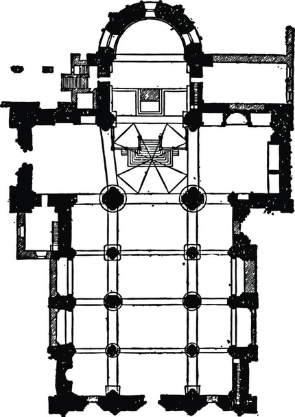 Plan of San Michele Pavia vintage engraving.  - Διάνυσμα, εικόνα