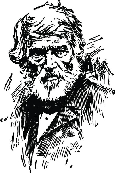 Thomas Carlyle vintage vector illustration design - Vektör, Görsel
