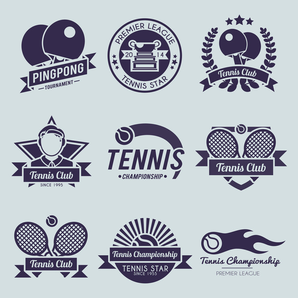 Tennis Label Black - Vector, afbeelding