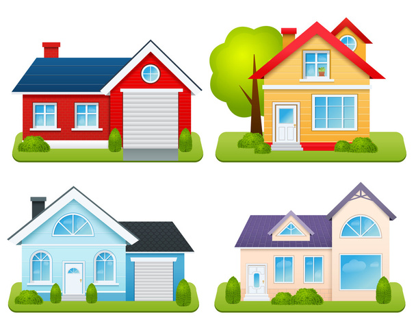 Private Houses Set - Vector, Image