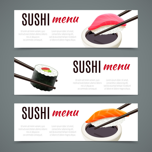 Sushi Banners horizontais - Vetor, Imagem