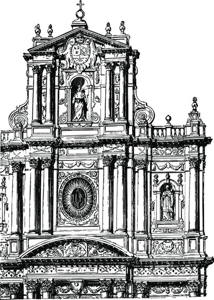 Faade de l'église Saint-Paul et Saint-Louis à Paris millésime - Vecteur, image