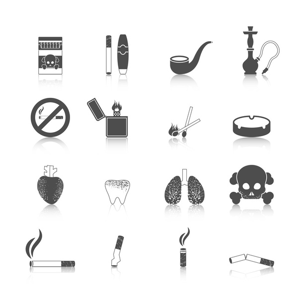Dohányzás ikon fekete beállítása - Vektor, kép