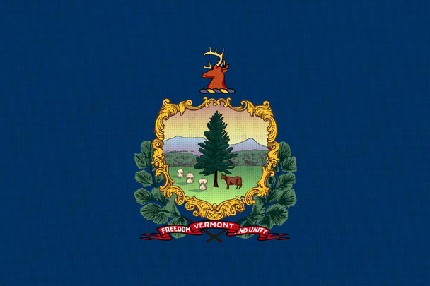 Bandeira de Vermont. Bandeira do estado americano de Vermont. Símbolo de Vermont. Estado americano. Textura de tecido - Foto, Imagem