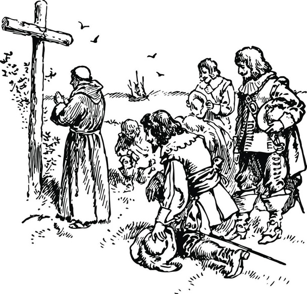 Katolicy, grawerowane prosty wektor ilustracji - Wektor, obraz