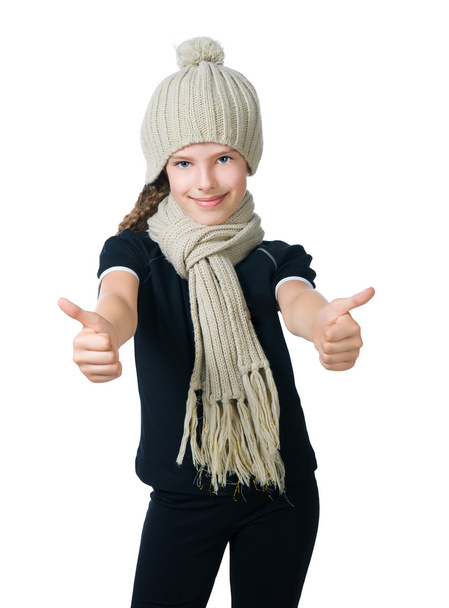 Little girl in cap and scarf - Photo, Image