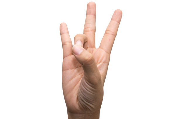 Number seven in sign language. - 写真・画像