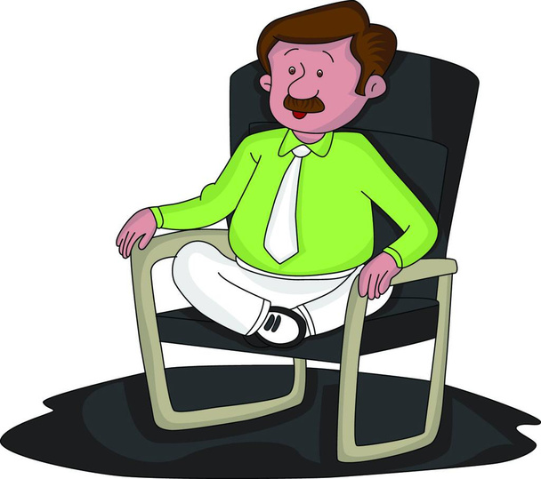 "Vector van bezorgde zakenman met benen gekruist op stoel." - Vector, afbeelding