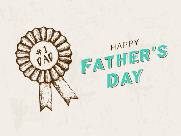 "Retro style Happy Father's Day banner design with doodle award b" - Vector, Image