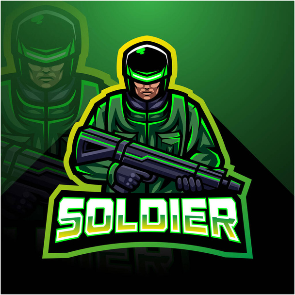 Logotipo de jogo de esport mascote soldado - Foto, Imagem